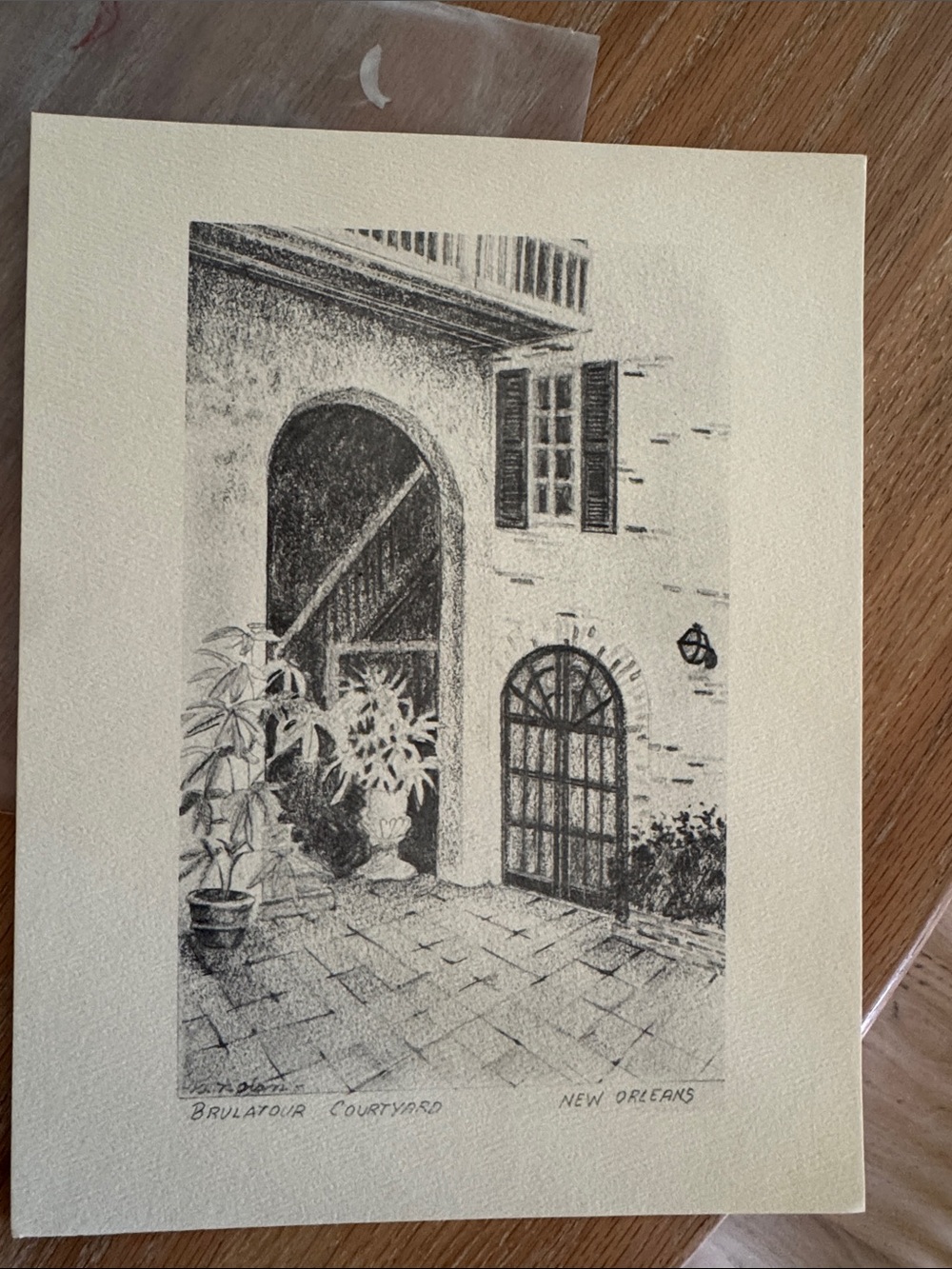 Brulatour Courtyard Black & White Wall Art Print